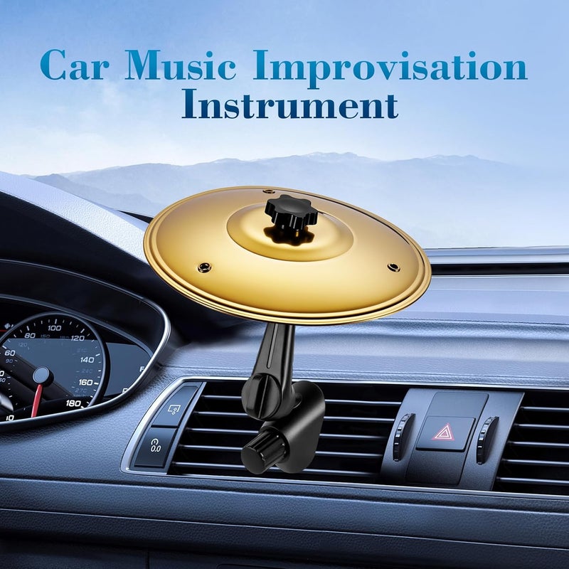 Qihangfu Car Cymbal Air Vent - Car Cymbals Air Vent Clip for Dashboard, Metal Car Drum Cymbals Accessory, Car Symbol Drum Air Vent Mini Cymbal Gift (Gold) - Image 3